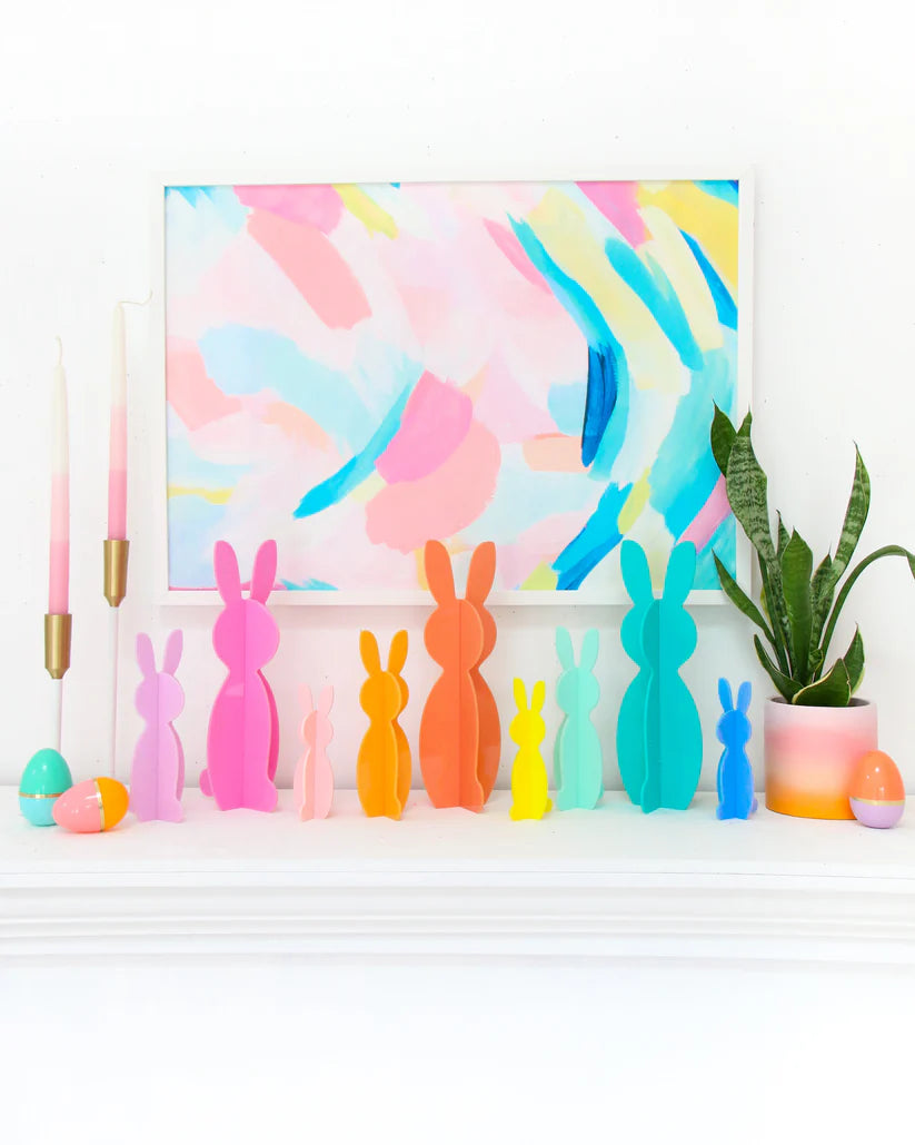 Set of 4 Acrylic Bunny in Orange / Yellow-Fun-Little Fish Co.