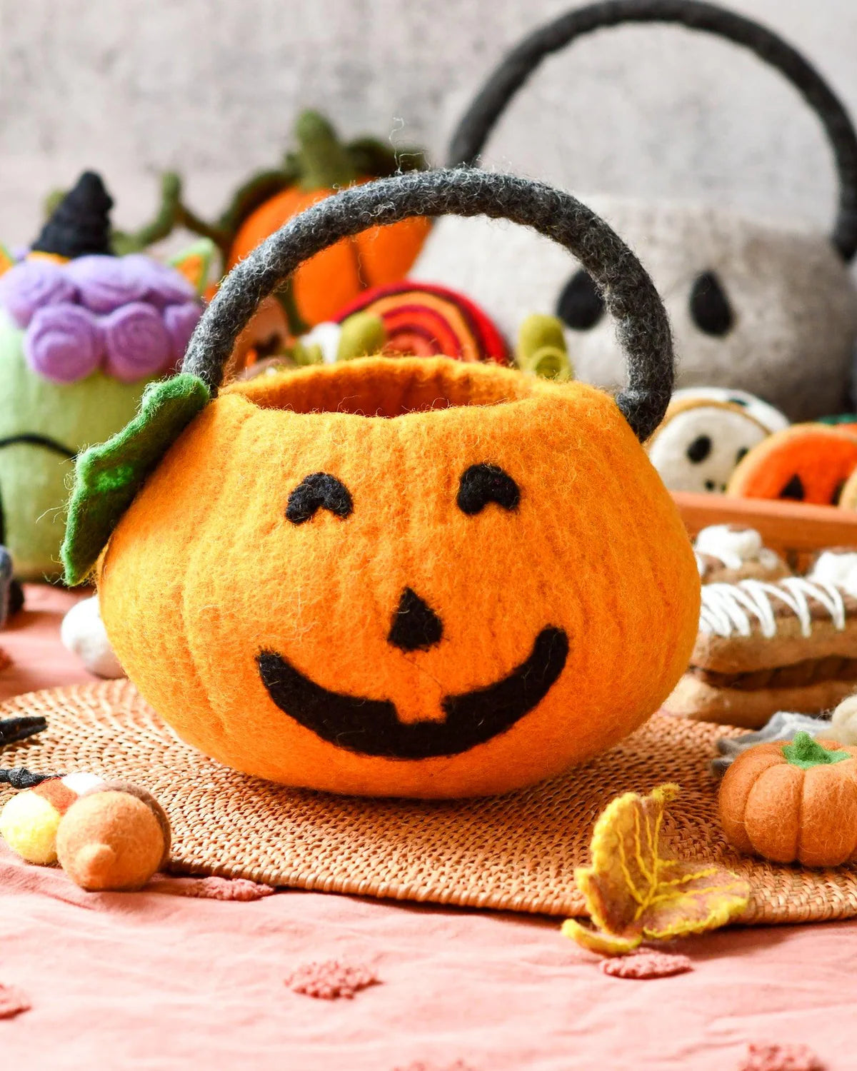 Felt Jack O Lantern Pumpkin Bag-Fun-Little Fish Co.