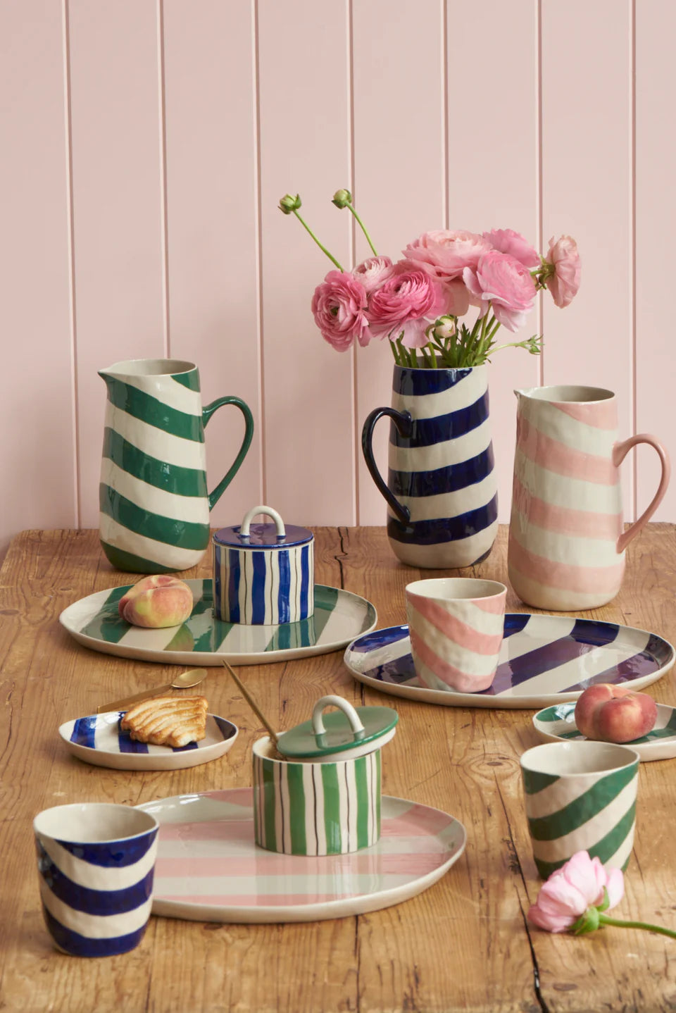 Cabana Stripe Jug Blue-Little Fish Co.