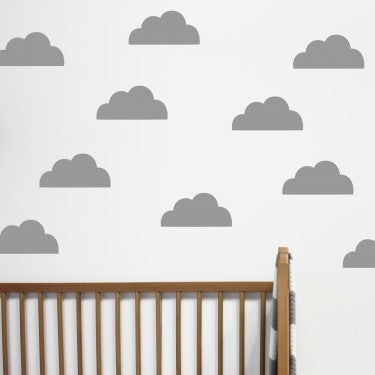 Large Cloud Wall stickers Grey ( set of 10)-Fun-Little Fish Co.