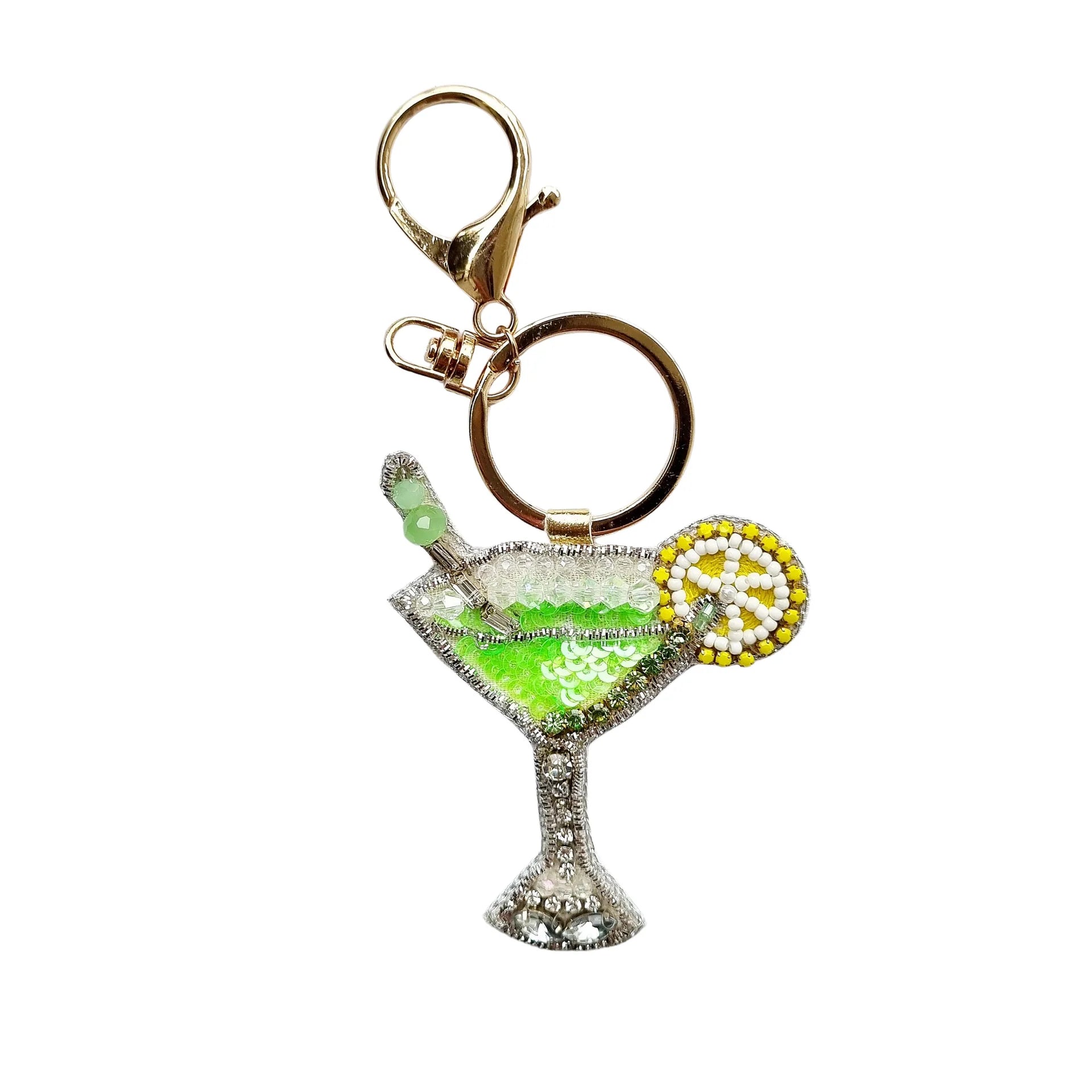 Beaded Keychain - Lemon Lime Martini-Little Fish Co.
