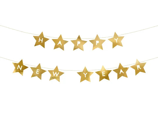 Happy New Year stars garland (290x17 cm)-Little Fish Co.