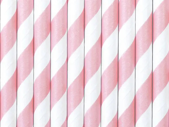 Pink stipe paper straws (10 pc)-Little Fish Co.