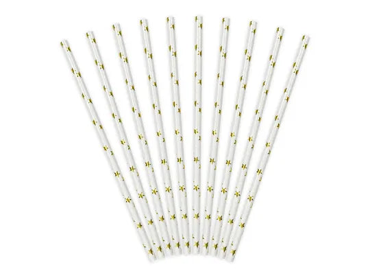 Gold Star paper straws (10 pc)-Little Fish Co.