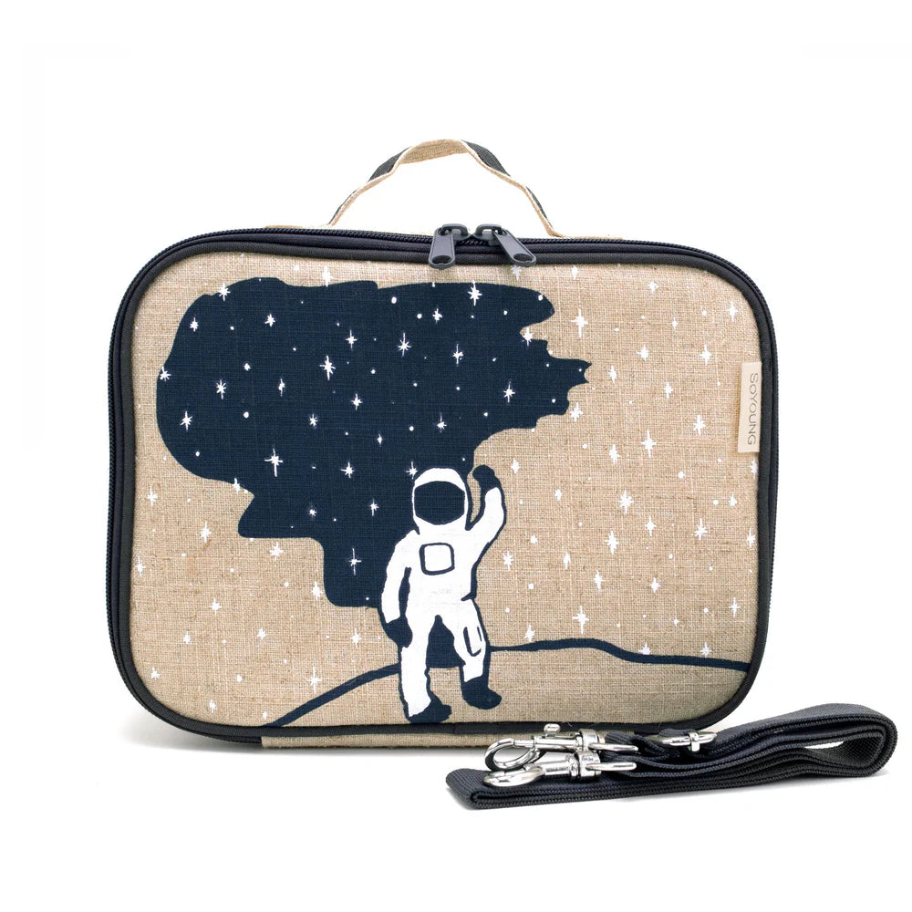 Raw Linen Insulated Lunch Box - Spaceman-Little Fish Co.