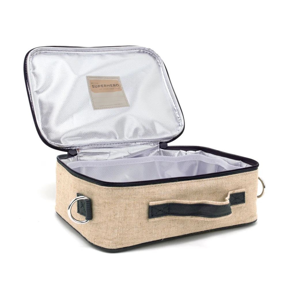 Raw Linen Insulated Lunch Box - Spaceman-Little Fish Co.