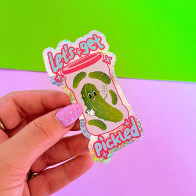 Lets get pickle'd Glitter sticker-Little Fish Co.