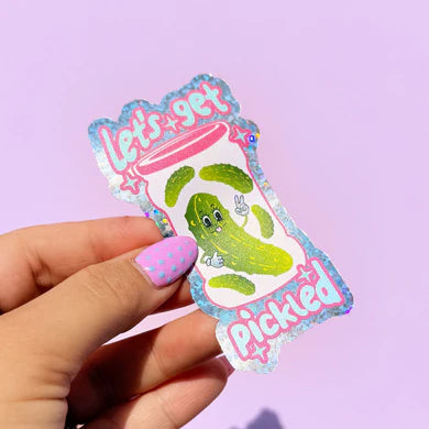Lets get pickle'd Glitter sticker-Little Fish Co.