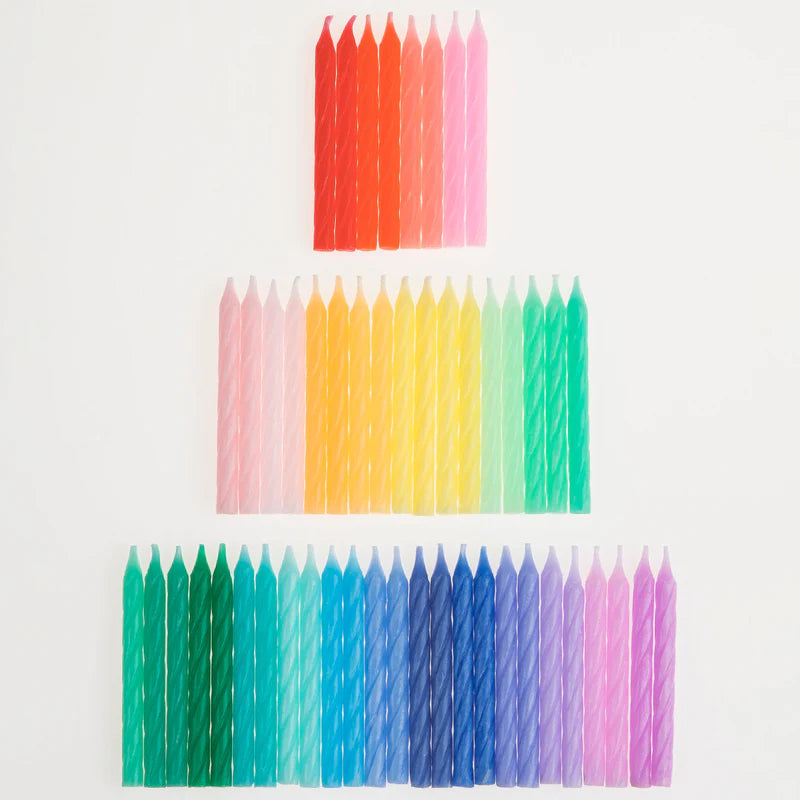 Rainbow twisted mini candles ( pack of 50 in 25 colours)-Little Fish Co.