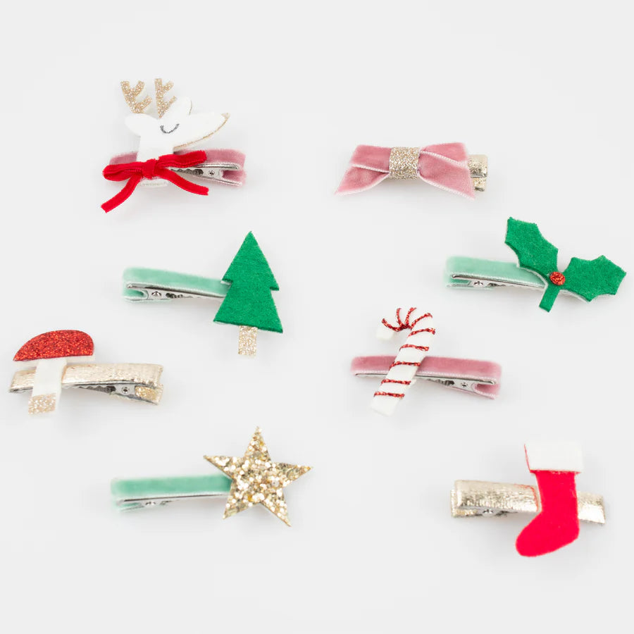 Christmas icon hair clips - Set of 8-Fun-Little Fish Co.