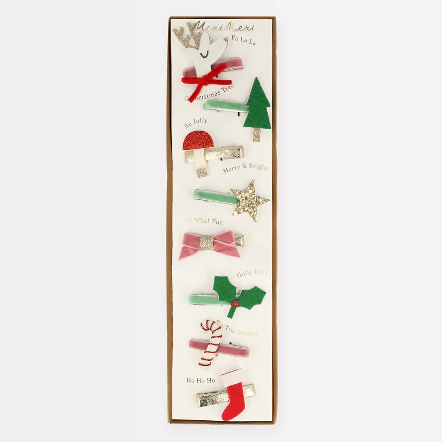 Christmas icon hair clips - Set of 8-Fun-Little Fish Co.