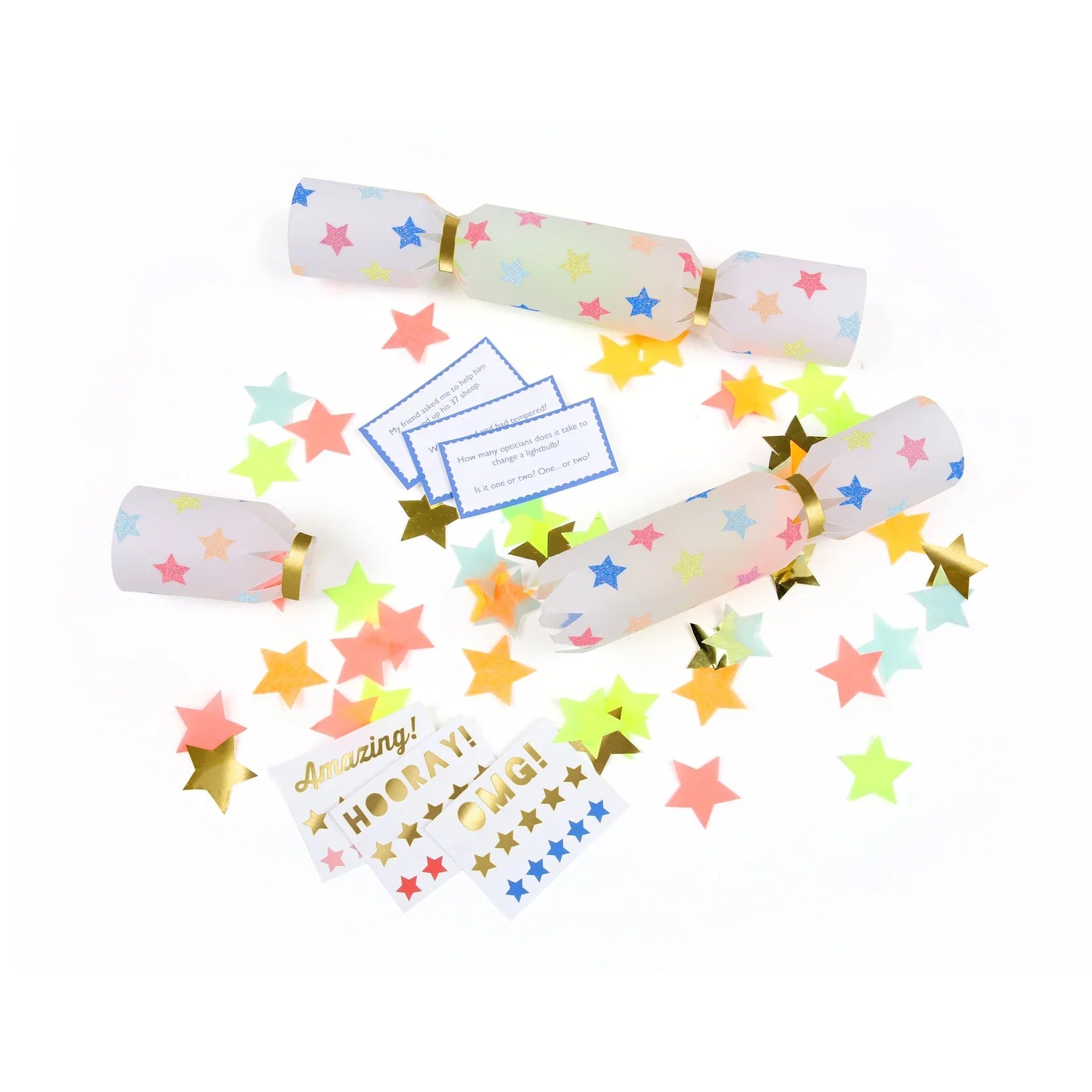 Multicolour star confetti Small crackers - set of 6-Little Fish Co.