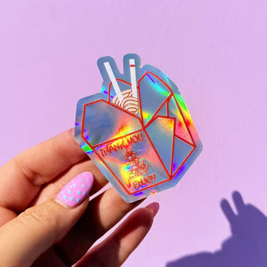 Noodle take away box Holographic Sticker-Little Fish Co.