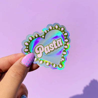 Pasta Frilly heart Holographic Sticker-Little Fish Co.