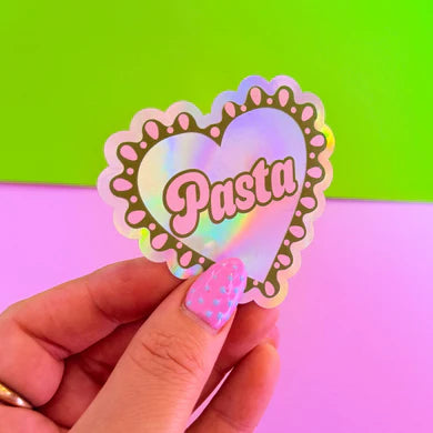 Pasta Frilly heart Holographic Sticker-Little Fish Co.