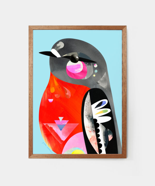 Peter Cromer - Flame Robin Print - A4-Little Fish Co.