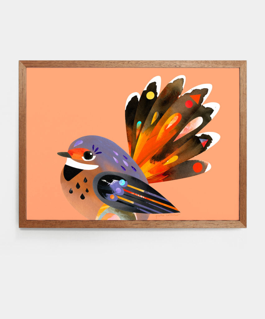 Rufous fantail A4 art print-Art-Little Fish Co.