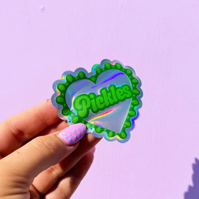 Pickle Frilly heart Holographic Sticker-Little Fish Co.