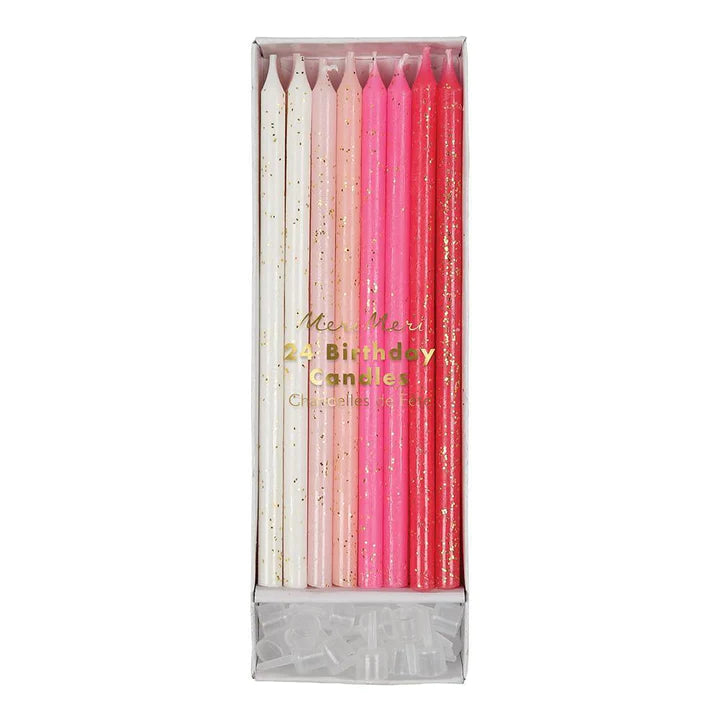 Pinks Glitter candles (pack of 24 in 6 colours)-Fun-Little Fish Co.