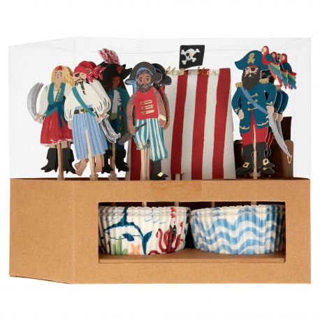 Pirate Ship cupcake kit ( pack of 24 toppers)-Fun-Little Fish Co.