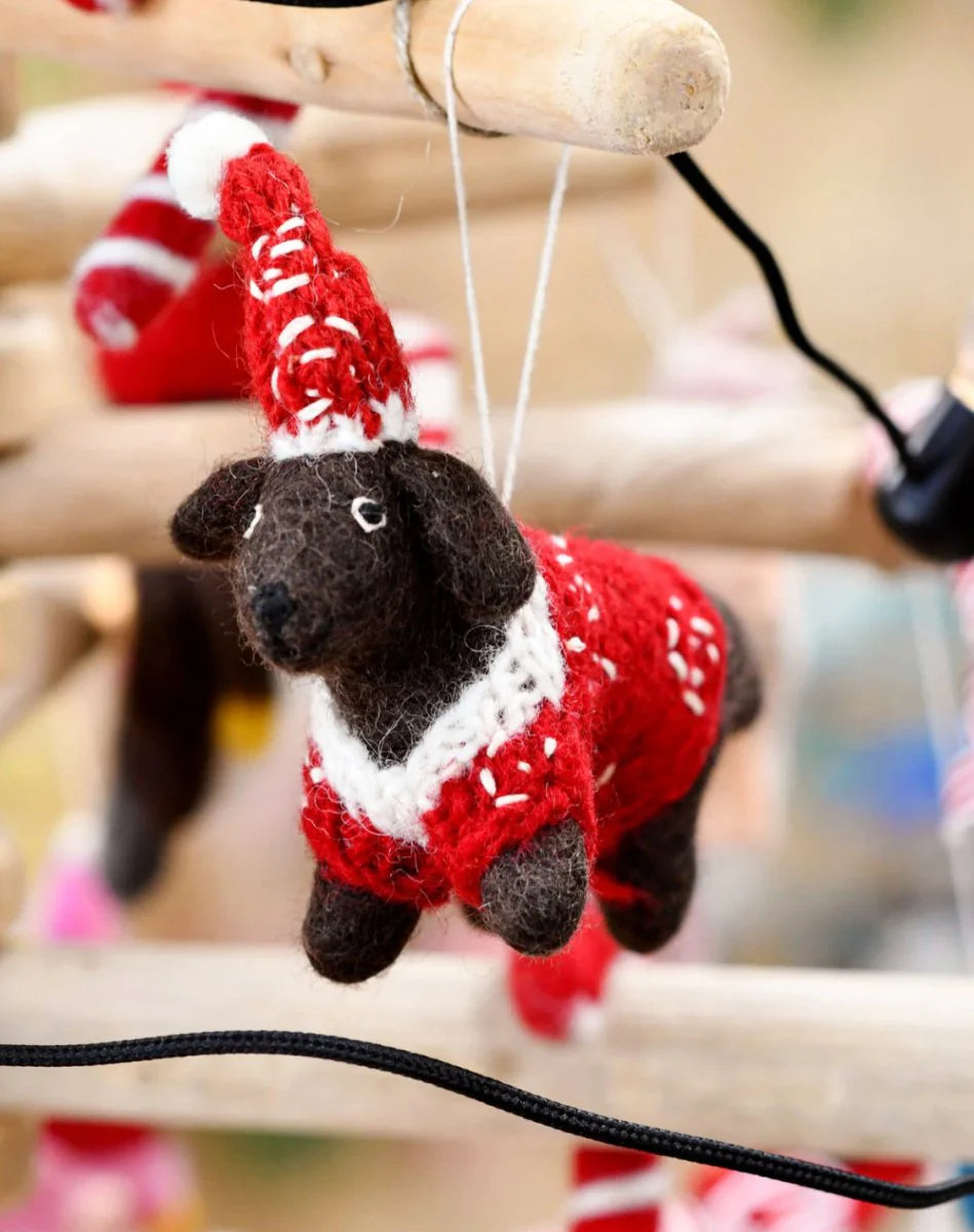 Felt Christmas Dachshund Sausage Dog decoration-Fun-Little Fish Co.