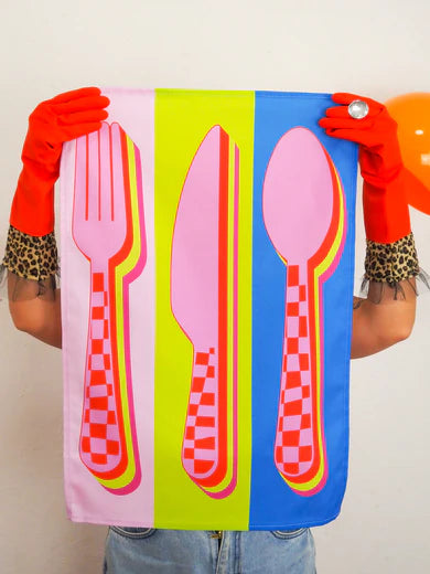 Neon Cutlery tea towel-Top 30 Decor-Little Fish Co.