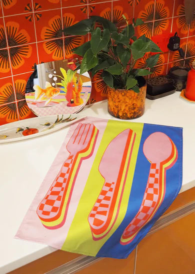 Neon Cutlery tea towel-Top 30 Decor-Little Fish Co.