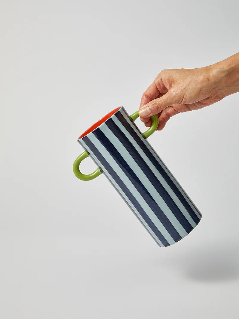 Griffe Blue Stripe Tall Vase-Little Fish Co.