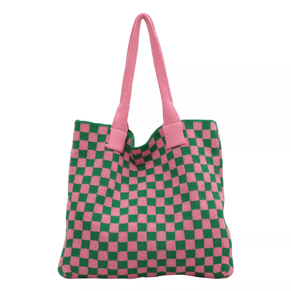 Alice in Wonderland knitted shopper Pink / Green-New Arrivals-Little Fish Co.