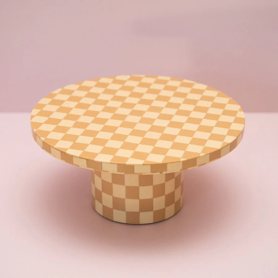 Sand checkered Cake stand-New Arrivals-Little Fish Co.