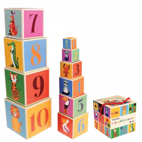 Colourful creatures stacking blocks-Little Fish Co.