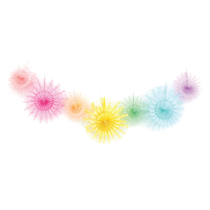 Pastel Rainbow honeycomb snowflakes - set of 7-Fun-Little Fish Co.