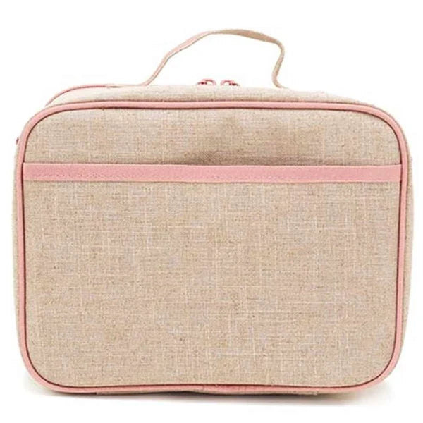 Raw Linen Insulated Lunch Box - Neo Rainbow-Little Fish Co.