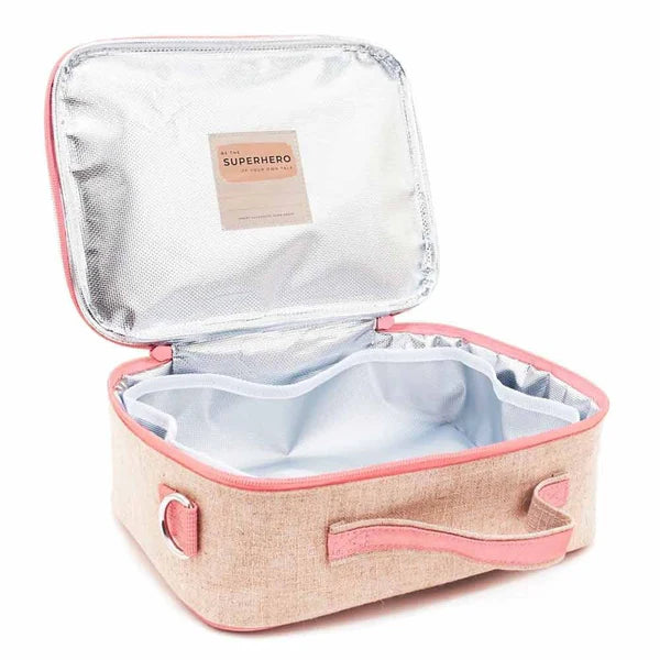 Raw Linen Insulated Lunch Box - Neo Rainbow-Little Fish Co.