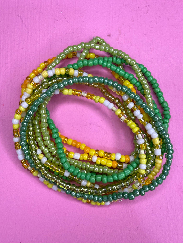 Glass Beaded bracelet set of 10 - Sunflower-Little Fish Co.