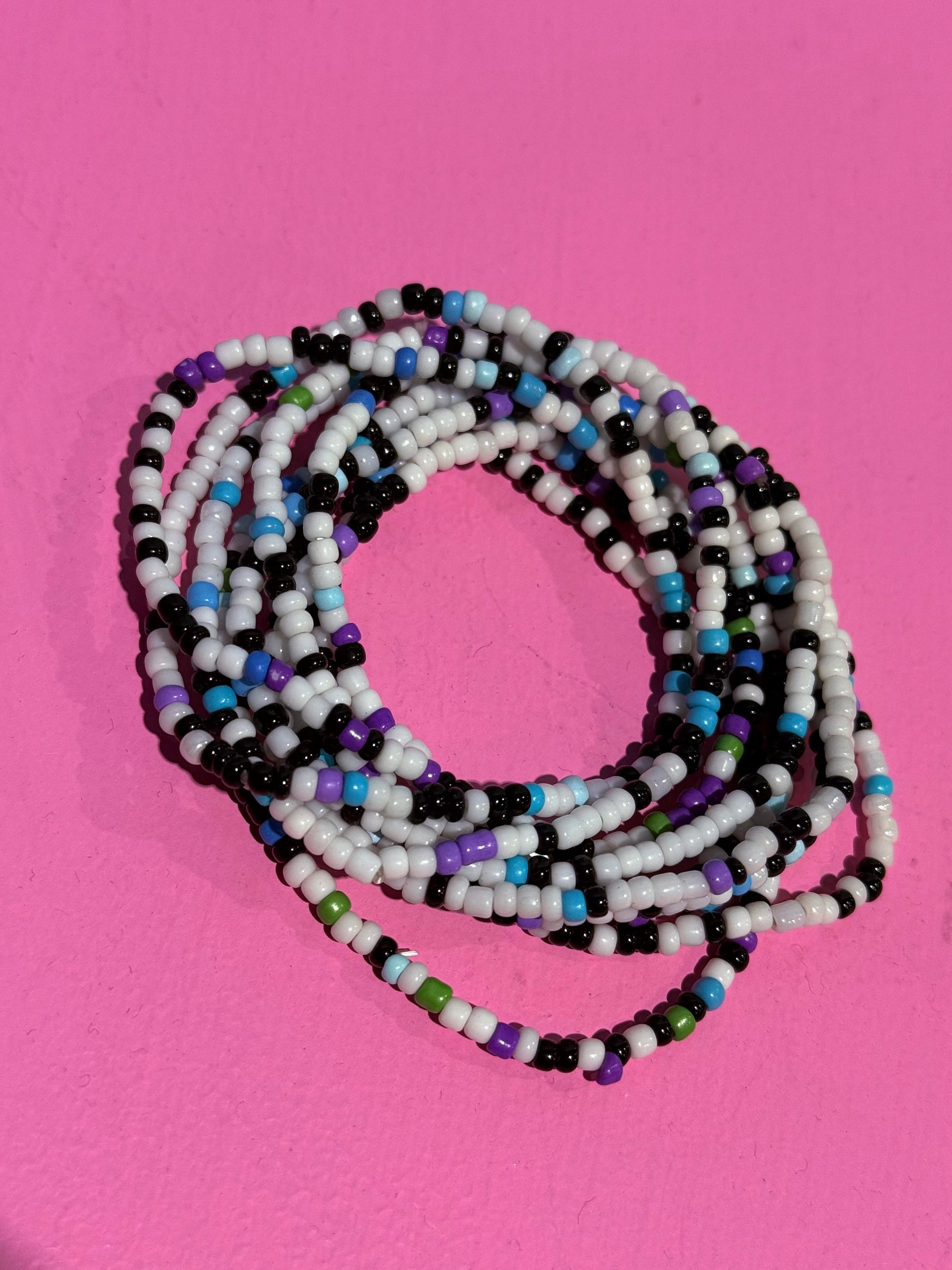 Glass Beaded bracelet set of 10 - Galaxy-Decor-Little Fish Co.