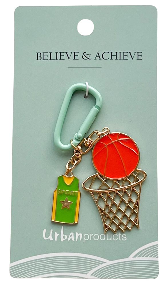 Basketball with Carabiner Keyring Green-Top 30 Fashion-Little Fish Co.