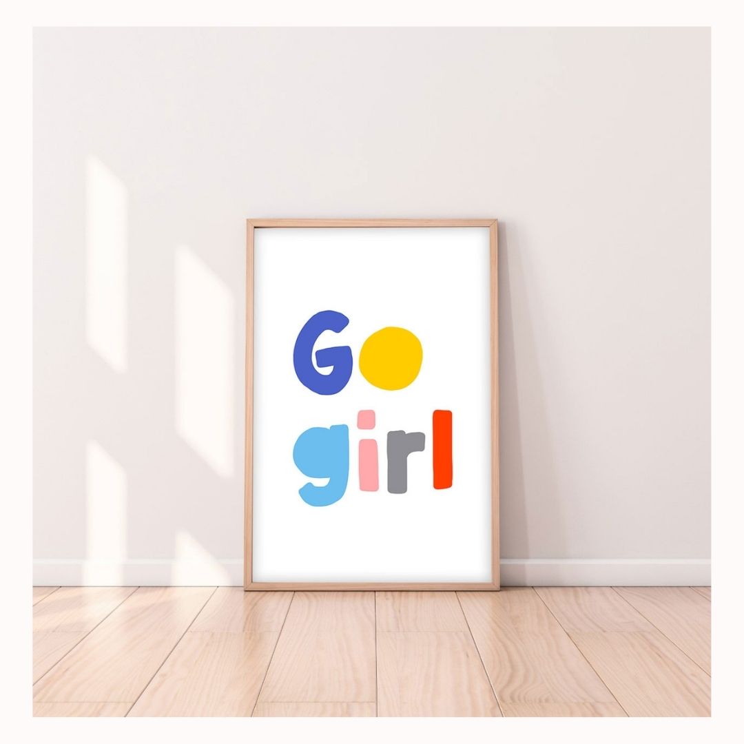 Go Girl Print in Peach and Love-Art-Little Fish Co.