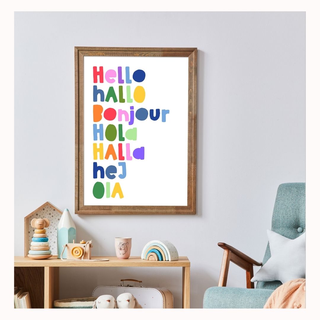 Hello Print in Rainbow-Top 30 Art-Little Fish Co.