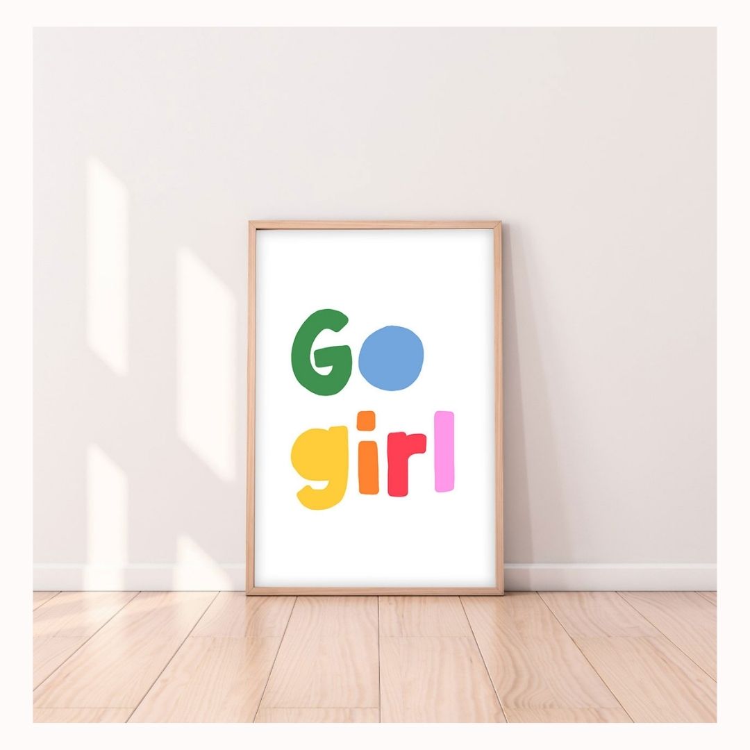 Go Girl Print in Rainbow-Art-Little Fish Co.