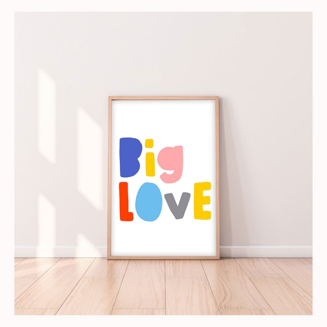 Big Love Print in Peach and Love-Art-Little Fish Co.