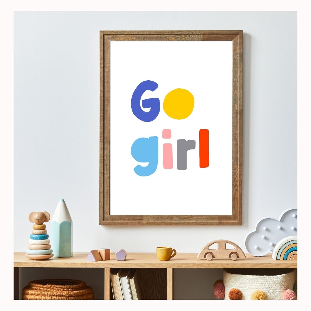 Go Girl Print in Peach and Love-Art-Little Fish Co.