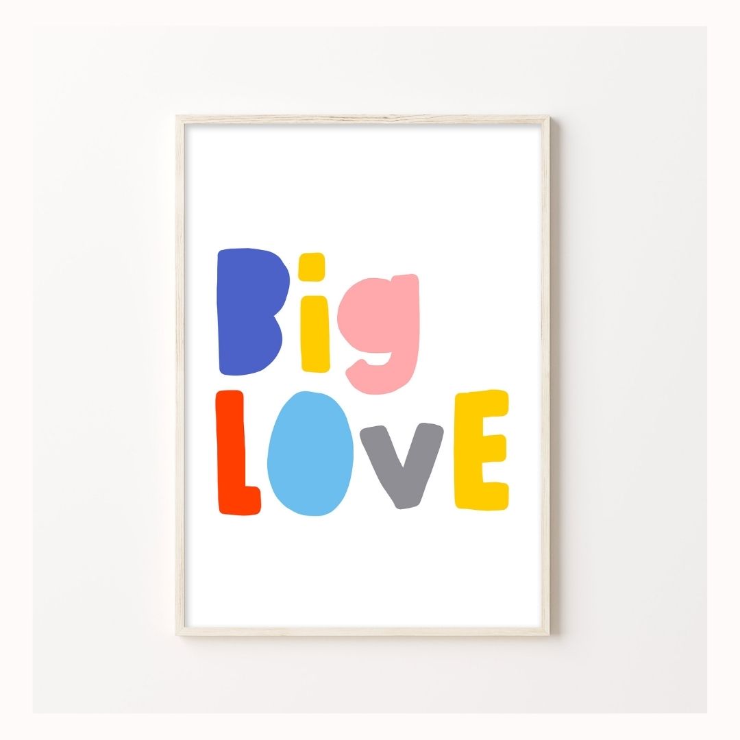 Big Love Print in Peach and Love-Art-Little Fish Co.