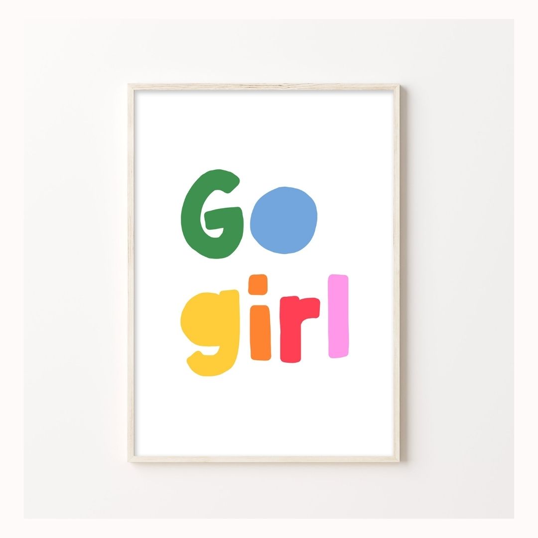 Go Girl Print in Rainbow-Art-Little Fish Co.