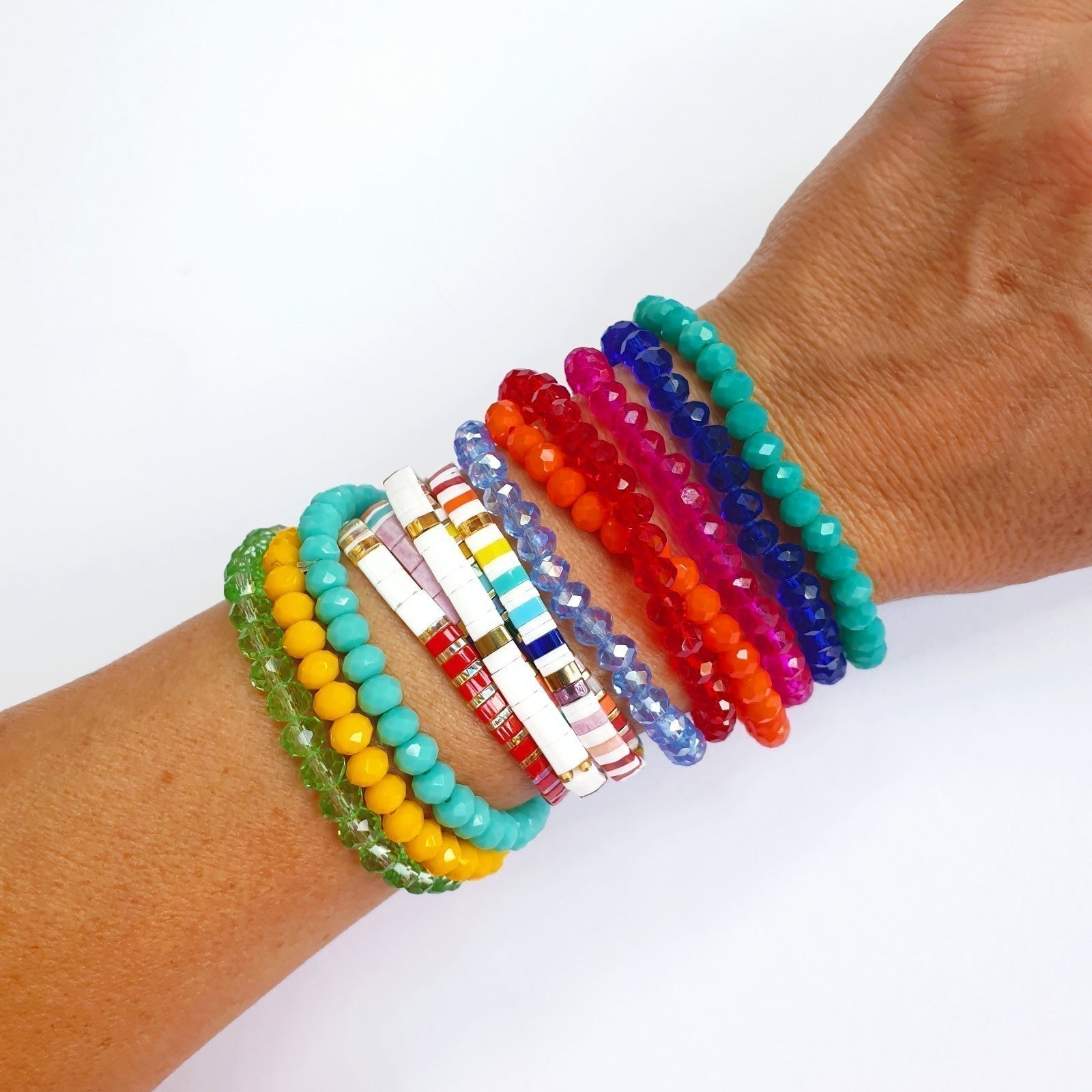 Ruby crystal beaded bracelet in Fanta-Apparel & Accessories-Little Fish Co.