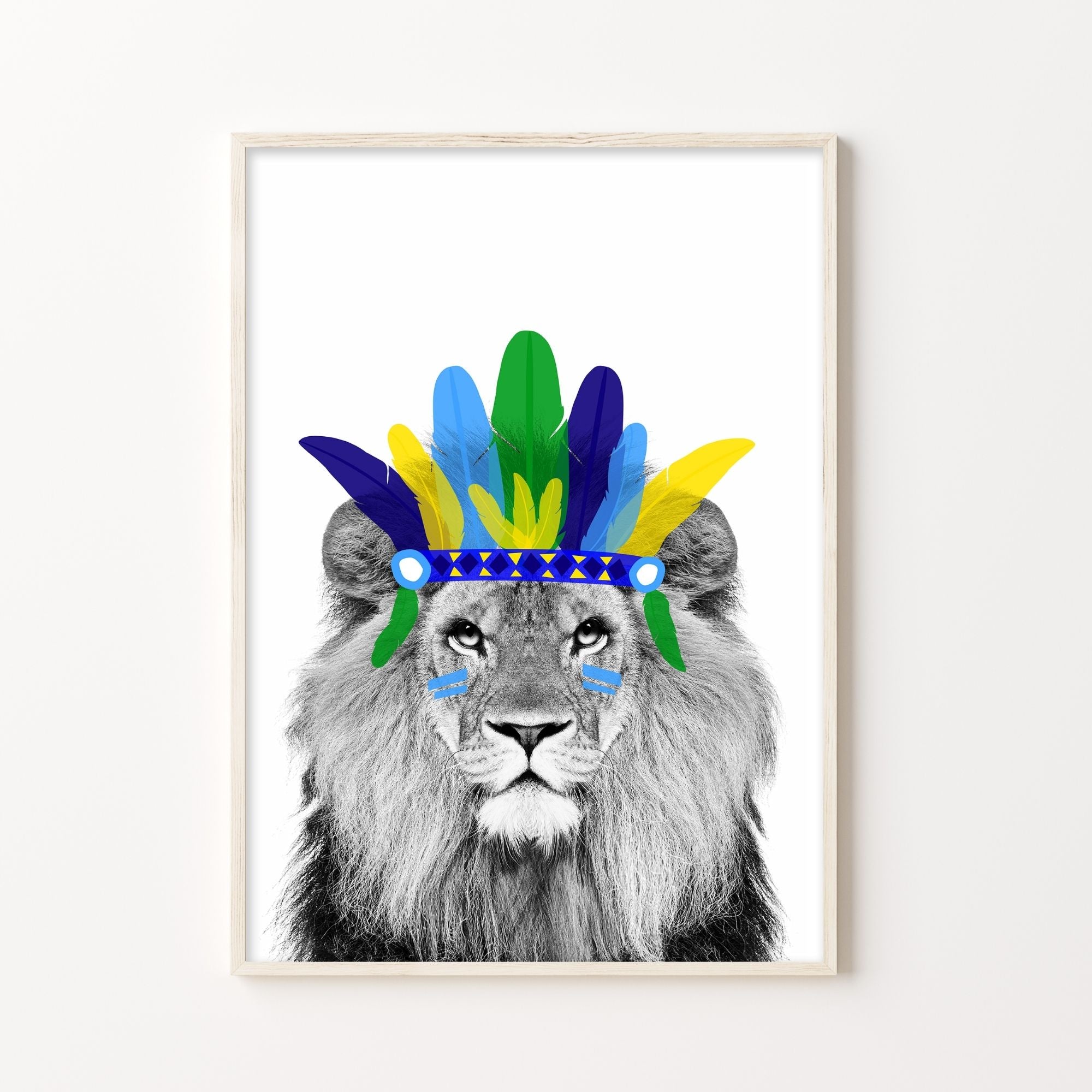 Chief Lion Blue Print-Art-Little Fish Co.