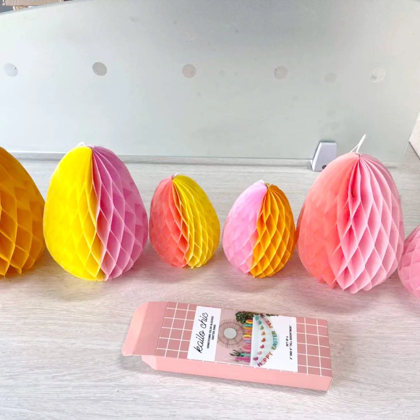 Colour blocked Egg honeycomb decoration (set of 6)-Fun-Little Fish Co.