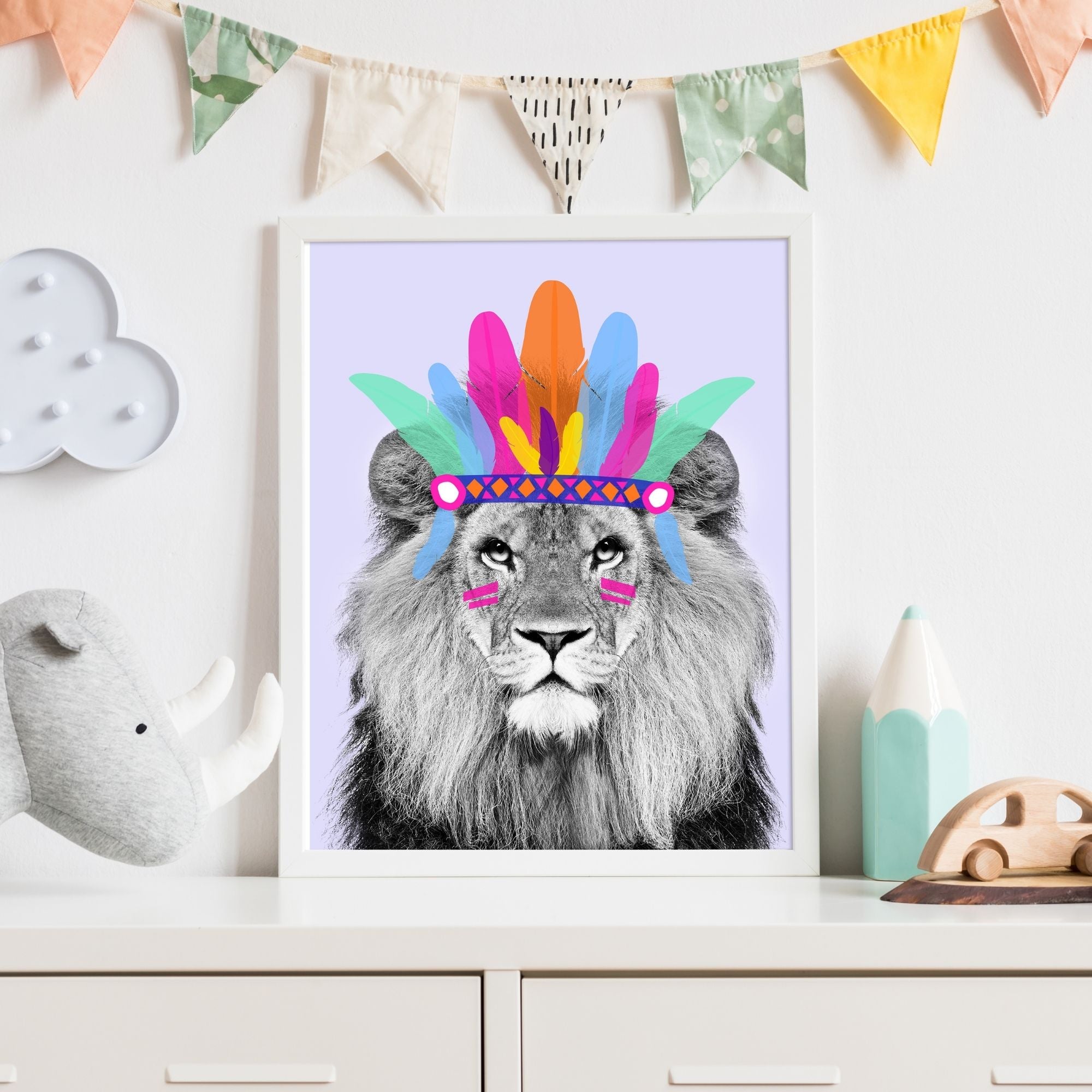 Chief Lion Lilac Happy Print-Art-Little Fish Co.
