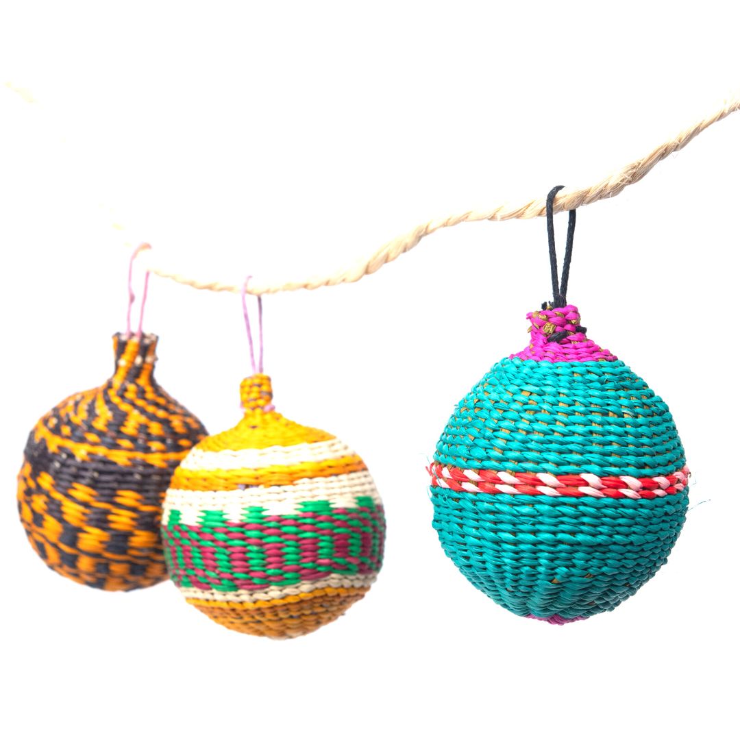 Hand Woven Christmas Baubles-Fun-Little Fish Co.