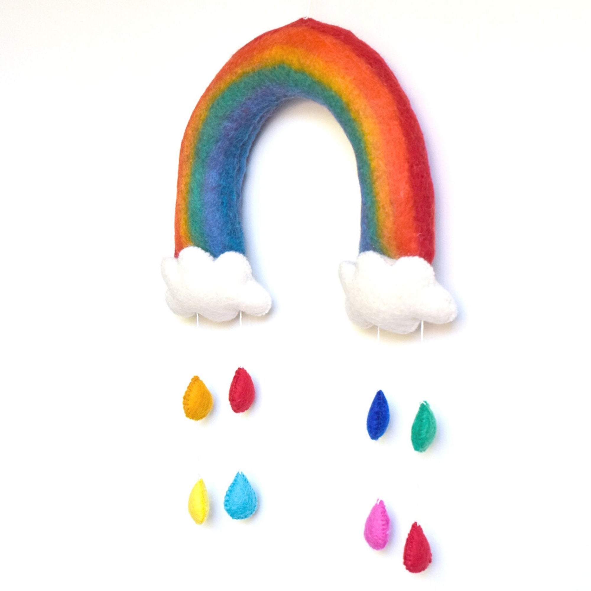 Rainbow Nursery Mobile with Raindrops-Top 30 Felt-Little Fish Co.
